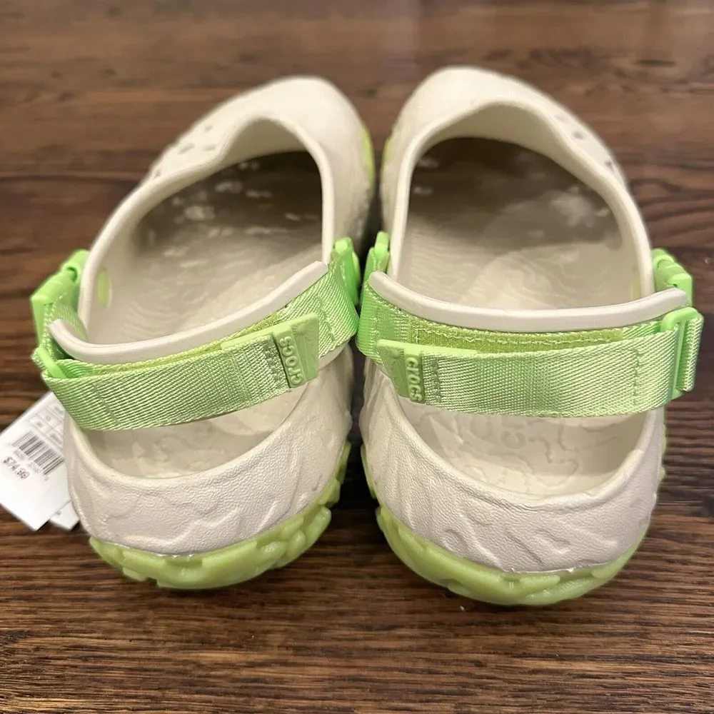 NEW Crocs All Terrain Atlas Clog Men's 11 Bone Tan Lime Green Trail Hike Sandals